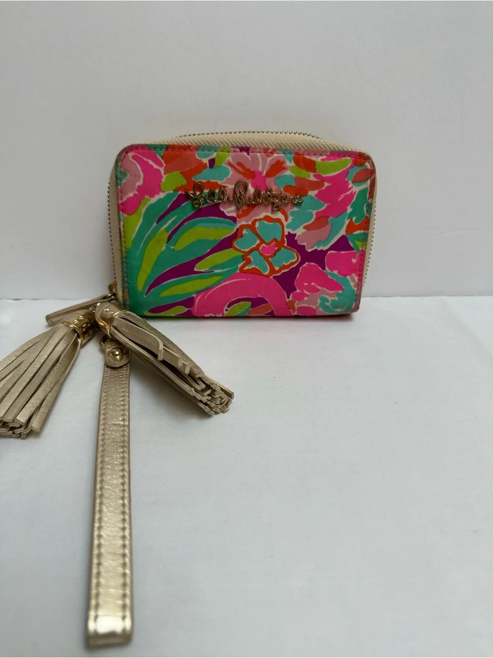 Lilly Pulitzer Multicolor Floral Zip Wristlet Wallet with tassels
